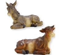 FADEDA 2X Bue e Asino/Altezza: 13 cm/dipinto a mano/Figure per presepe dettagliate - Decorazione da tavolo di Natale Accessorio per presepe