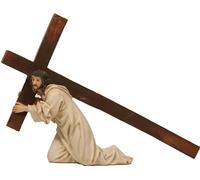 FADEDA Figure della passione: Gesù sotto la croce/altezza: 10 cm/dipinta a mano/figurine del presepe fedeli ai dettagli, decorazione della tavola di Natale accessori presepe