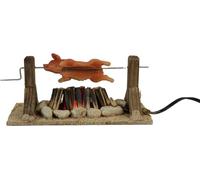 FADEDA Maialino da taglio sul falò, LED/altezza: 6 cm/dipinta a mano/statuette fedeli ai dettagli, decorazione da tavolo per presepe