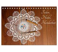 Faden, Nadel, Handarbeit. (Tischkalender 2026 DIN A5 quer), CALVENDO Monatskalender: Alte Nähutensilien spiegeln sich auf schwarzer Glasplatte.