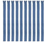 Faden & Nadel Set di 10 cerniere in nylon, non divisibili, lunghezza 40 cm, blu jeans