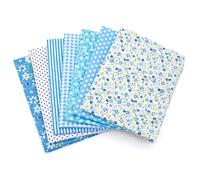 Faden & Nadel Set di 7 tessuti patchwork, 100% cotone, 50 x 50 cm, azzurro