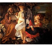 FADISA Stampa Su Tela Quadri Astratti Dipinti famosi Riposo durante la fuga in Egitto di Michelangelo Merisi Caravaggio per l'arredamento della camera da letto 60x90cm