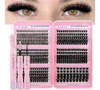 FADLASH 470 ciuffetti di ciglia singole 40-60-80-100-150-200D, extension per ciglia finte con arricciatura a D, kit per ciglia finte con fissaggio e sigillatura, kit di ciglia naturali russe morbide
