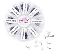 FADLASH Ciglia Finte Ciuffetti-5D,Volume Russo Extension Ciglia per salone professionale, 1000pcs, Premade Eyelash Extension, 0.07mm, D Curl, Mix 9-16mm
