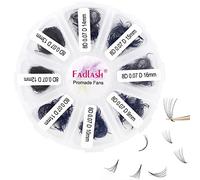 FADLASH Ciglia Finte Ciuffetti-8D,Volume Russo Extension Ciglia per salone professionale, 1000pcs, Premade Eyelash Extension, 0.07mm, D Curl, Mix 9-16mm