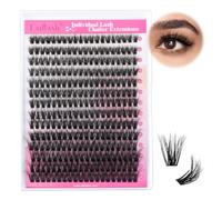 Fadlash Ciuffetti Ciglia Finte Ciuffetti 3D 0.07 D Arricciatura 10-18mm 60D 300 pcs Estensioni Ciglia Individuali Ciglia a Grappolo DIY per Uso Personale
