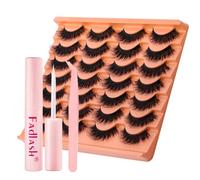 Fadlash Kit Ciglia Finte 3D 14 paia Ciglia Extension Ciuffetti Ciglia Finte Cat Eye Leggera e Morbida Riutilizzabili Naturali Con Pinzette,Colla(LZ-DD-14)
