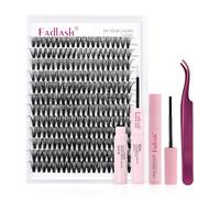 FADLASH Kit di Estensione Ciglia 200pcs 40D D Curl Ciglia Finte Cluster Mix 15-20mm, Bond and Seal, Rimuovi Ciglia, Pinzette per Ciglia DIY Extension per Ciglia Set
