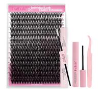 FADLASH Kit di Extension Ciglia a Ciuffetti 40D, 280pcs Ciglia Volume Individuali da C Curl Lashs Cluster Mix 15-20mm, Bond and Seal, Rimover, Pinzette, DIY a Casa Saloni