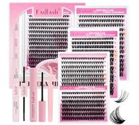 FADLASH Kit di extension per ciglia singole fai da te, 6 dimensioni 0,07D8-16 mm, 40D, 30D40D, 80D, ciuffetti di ciglia morbide russe a ciuffetti singoli, ciuffetti con legame e sigillo e pinzette