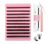 FADVAN Kit Extension Ciglia Finte Ciuffetti Individuali D Curl 60D 8-16mm Lunghezza Estensioni Ciglia Cluster Naturali con Lash Bond e Seal(60D-0.07D, Mix 8-16)