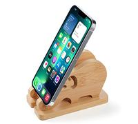 FadyDail Elefante Supporto Telefono in Bambù, Porta Cellulare da Tavolo Portatile in Legno Supporto Smartphone Phone Stand per iPhone, iPad, Desktop, Tablet e Tutti i Telefoni