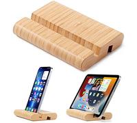 FadyDail Supporto da Scrivania per Tablet in Legno di Bambù, per iPhone, iPad, tutti i Telefoni Cellulare (Grande Dimensione)