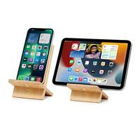 FadyDail Supporto Telefono in Bambù con Foro di Ricarica, Porta Cellulare da Tavolo Portatile in Legno Supporto Smartphone Phone Stand per iPhone, iPad, Desktop, Tablet e Tutti i Telefoni.