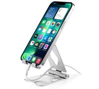 FadyDail Supporto Telefono Regolabile Porta Cellulare da Tavolo in Alluminio, Antiscivolo e Pieghevole Supporto Dock per iPhone 16 15 14 13 12 11 Pro Max Mini, Galaxy, Huawei e Altri Smartphone