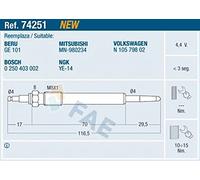 FAE Candela incandescente 74251 per Audi, Seat, VW, Skoda, Mitsubishi