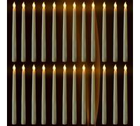 FAEFTY 24 Pezzi Candele a Led, Candele LED Senza Fiamma, Candele a Batteria Fiamma Tremolante, Candele Elettriche lunghe per Natale, Ringraziamento, Festa (Avorio, 2.1 x 28 cm)