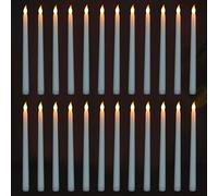 FAEFTY 24 Pezzi Candele LED Elettriche, Candele Senza Fiamma, Candele a Batteria, Candele Coniche Led Fiamma Tremolante per Natale, Ringraziamento, Festa (Bianco, 2.1 x 28 cm)