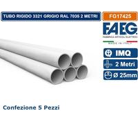 FAEG CONFEZIONE 5 PEZZI TUBO RIGIDO 3321 GRIGIO LUNGHEZZA 2 METRI DIAMETRO Ø 25M