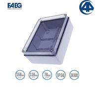 Faeg FG13525. Scatola di derivazione stagna, coperchio trasparente, parete liscie 150x110x70 IP56