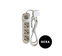 Faeg FG19303. Multipresa Nera 3 prese schuko bipasso 2P+T 10/16A spina 2P+T 16A + int. luminoso IP20