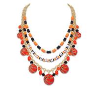 FAERLIIRY Collana a strati per le donne triplo strato perline basket baseball calcio girocollo collana gioco giorno outfit sportivo fan gioielli accessori regali, One Size, Metallo, Non pietra
