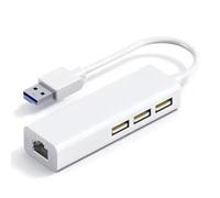 Faeymth Scheda di rete LAN USB RJ45 4 in 1, adattatore splitter per hub per schede Ethernet USB 2.0 da 10 GBit/S per laptop, senza driver.