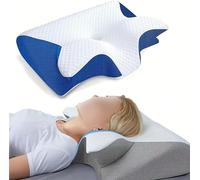 FAFAKO Supporto Ortopedico For Il Collo, Ideale For Chi Dorme Su Un Fianco O Sulla Schiena, Adatto A Tutti I Tipi Di Materasso(Blue)