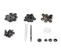 Fafeicy 15 Impostare i Pulsanti a Scatto per Cucire i Fischi per Prigionieri in Metallo da 15 Mm con Strumenti per Abiti in Pelle e Riparazione della Giacca (BLACK)