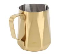 Fafeicy 304 Jug in Schiuma di Latte in Acciaio Inossidabile con Decorazione del Motivo Rombo, Outlet di Punta (350 ml di oro placcato)