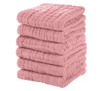 Fafeicy 6 Pezzi di Salviette per Neonati, Morbidi Panni Assorbenti per Ruttini in Cotone a 6 Strati, per Neonati, 30,5 X 30,5 Cm (rosa chiaro)