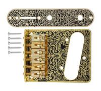 Fafeicy Accessori per Chitarra Elettrica con Ponte per Chitarra in Metallo, Design Elegante con Motivo Nero con Installazione Semplice, Buone proprietà Meccaniche, Pickup a Bobina Singola per (GOLD)