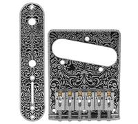 Fafeicy Accessori per Chitarra Elettrica con Ponte per Chitarra in Metallo, Design Elegante con Motivo Nero con Installazione Semplice, Buone proprietà Meccaniche, Pickup a Bobina Singola per (SILVER)