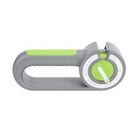 Fafeicy Affilacoltelli da 6 in 1, Base Antiscivolo con Asta in Ceramica e Acciaio Al Tungsteno con Impugnatura Ergonomica per Lame di Coltelli a Forbice (Grigio verde)