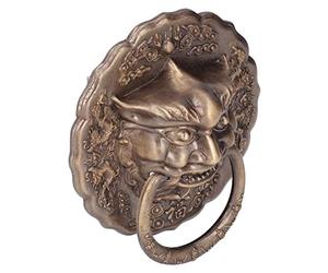 Fafeicy Battente per Porta Materiale in Ottone Anello per Porta Vintage 16x14,8 Cm Resistente Installazione su 2 Lati Testa di Animale in Bronzo per Porte Doppie Ingresso Cortile in Legno
