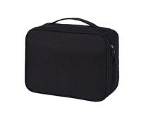 Fafeicy Borsa Organizer per Cavi da Viaggio Impermeabile in Nylon Cationico con Corda Elastica, Spazio Separato Fisso per Caricabatterie, Disco Rigido, Auricolari, Power Bank (BLACK)