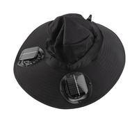 Fafeicy Cappello di Raffreddamento con Energia Solare per Un Cappello Periferico in Tutta la Spiaggia di Pesce con i Fan per attività All'aperto Nylon (Black)
