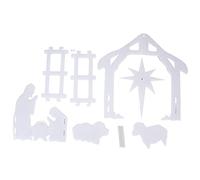 Fafeicy Facile Recinzione da Giardino di Natale, Pannello da Giardino Bianco per Installare Pannello Cavo in PP Robusto Presepe All'aperto Scena di Gesù di Natale per Cortile