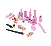 Fafeicy Kit Accessori Saldatura TIG, Set Lente Gas Ceramica e Rame 46