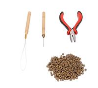 Fafeicy Kit di Strumenti per Extension Capelli con Anelli in Silicone e Pinze 200 Pezzi, Accessori per lo Styling Professionale per Uso Domestico in Salone Leggero e Portatile in Alluminio (#1)