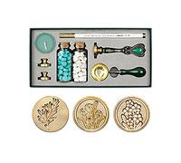 Fafeicy Kit Sigillo di Ceralacca Dal Design retrò, Set Completo di Ceralacca con Perline, Cucchiaio, Timbro, per Inviti di Nozze e Artigianato (Stile 7)