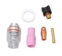 Fafeicy Lente per Gas con Ugello per Torcia Tig, Materiale in Ottone e Vetro, Kit di Accessori per Torcia da 6 Pezzi da 2,4 Mm per Apparecchiature di Saldatura WP-9/20