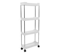 Fafeicy Luogo Stretto, Far Scorrere il Carrello di Stoccaggio, Facile da Installare PP Mobile 4 -uncommunic Realizzato in Acciaio Inossidabile Cosche Sottile Multiel Slim per Bagno (WHITE)