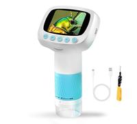 Fafeicy Microscopio Digitale Portatile per Bambini, Fotocamera per Microscopio Portatile 1000X con Schermo IPS da 2 Pollici, Registrazione Video Fotografica con 8 Luci LED per