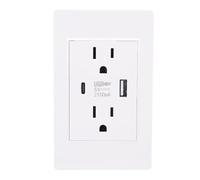 Fafeicy Outlet a Parete con USB e Porta di Tipo C 15A PC Flamma a Elettrica Presa da Parete Outlet per la Camera da Letto del Soggiorno (Spina degli Stati Uniti)