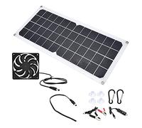 Fafeicy Pannello Solare Portatile 10W con Ventola, Doppia Porta USB | Ricarica esterna off-grid, uscita 5 V CC, attacco ventola di ventilazione, superficie in vetro temperato, per escursionismo