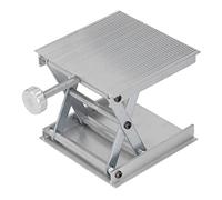 Fafeicy Piattaforma di Sollevamento da Laboratorio, Supporto di Sollevamento Regolabile in Lega di Alluminio 90x90 Mm, Carico di 30 Kg, Piattaforma di Manuale da 26 a 90 Mm per l'uso su Banco da