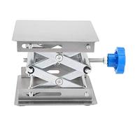 Fafeicy Piattaforma Elevatrice da Laboratorio in Acciaio Inossidabile Supporto a Forbice x160mm Altezza Regolabile con Maniglia Blu/nera per Strumenti per Esperimenti di Fisica, Chimica, (manico blu)