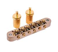 Fafeicy Ponte per Chitarra Elettrica Classico Roller Saddle Bridge con Regolazione Dell'intonazione per Meno Rotture delle Corde (GOLD)